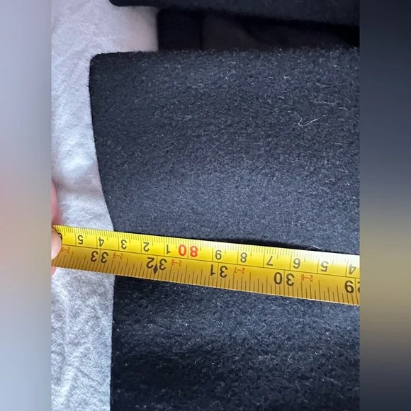 AllSaints Onix Pony Black Wool Coat Tailored Straight Coat Leather Trim Size 2 - Picture 4 of 14